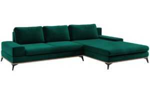 Lahvově zelená sametová rozkládací rohová pohovka Windsor & Co Astre 315 cm