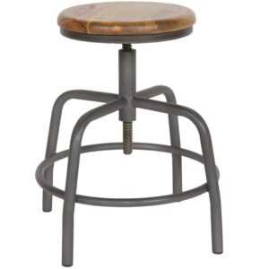 Hoorns Tmavě šedá kovová stolička Dores s dřevěným sedákem